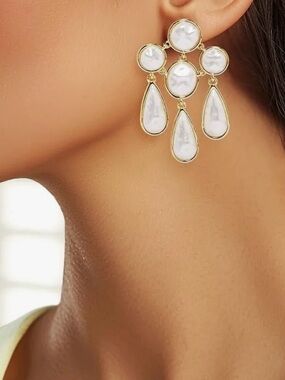 Lele Sadoughi Reflection 14K Gold plated Chandelier Earrings NWT